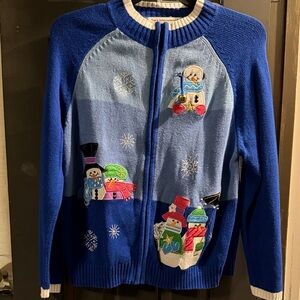 Festive Blue Snowman Cardigan
